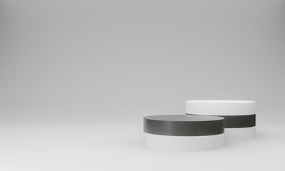 3D White black and white  podium