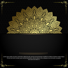 Luxury gold mandala ornate background for wedding invitation, book cover with mandala element style premium vector