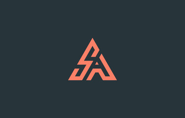 connected alphabet letter sa logo design in triangle shape - obrazy, fototapety, plakaty