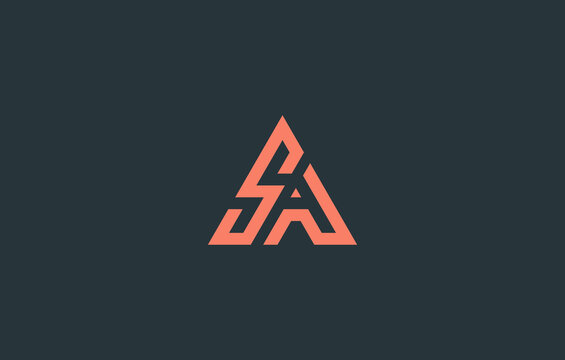 connected alphabet letter sa logo design in triangle shape