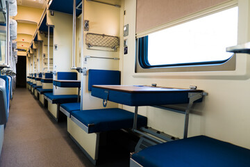 Fototapeta na wymiar Interior of a modern long-distance train