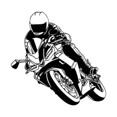 Motorcycle riders silhouette on white background