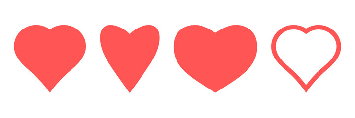 Red hearts vector set on white background