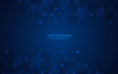 Fototapeta premium Geometric abstract background of innovation technology concept. Hexagon pattern, molecular structure, genetic engineering. Concepts and ideas for technology, science, and medicine. Vector illustration