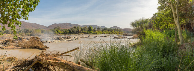 The Epupa Falls of the Kunene River on the border between Angola and Namibia