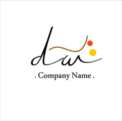 D W DW Initial handwriting or handwritten logo for identity