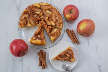apple ricotta pie with cinnamon on a table