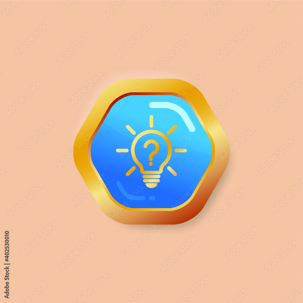 Poster problem solution icon on hexagon gold internet button original illustration