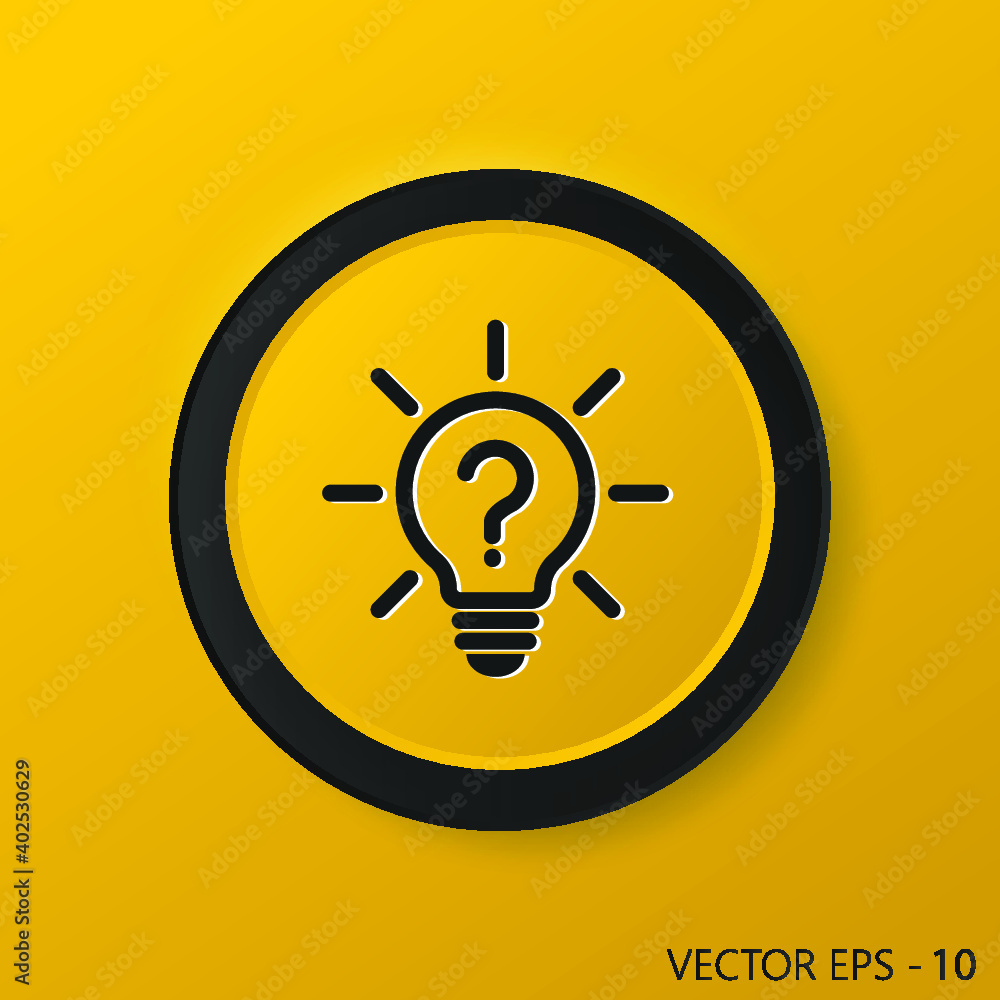 Poster problem solution icon in black circle. problem solution vector flat symbol on yellow background