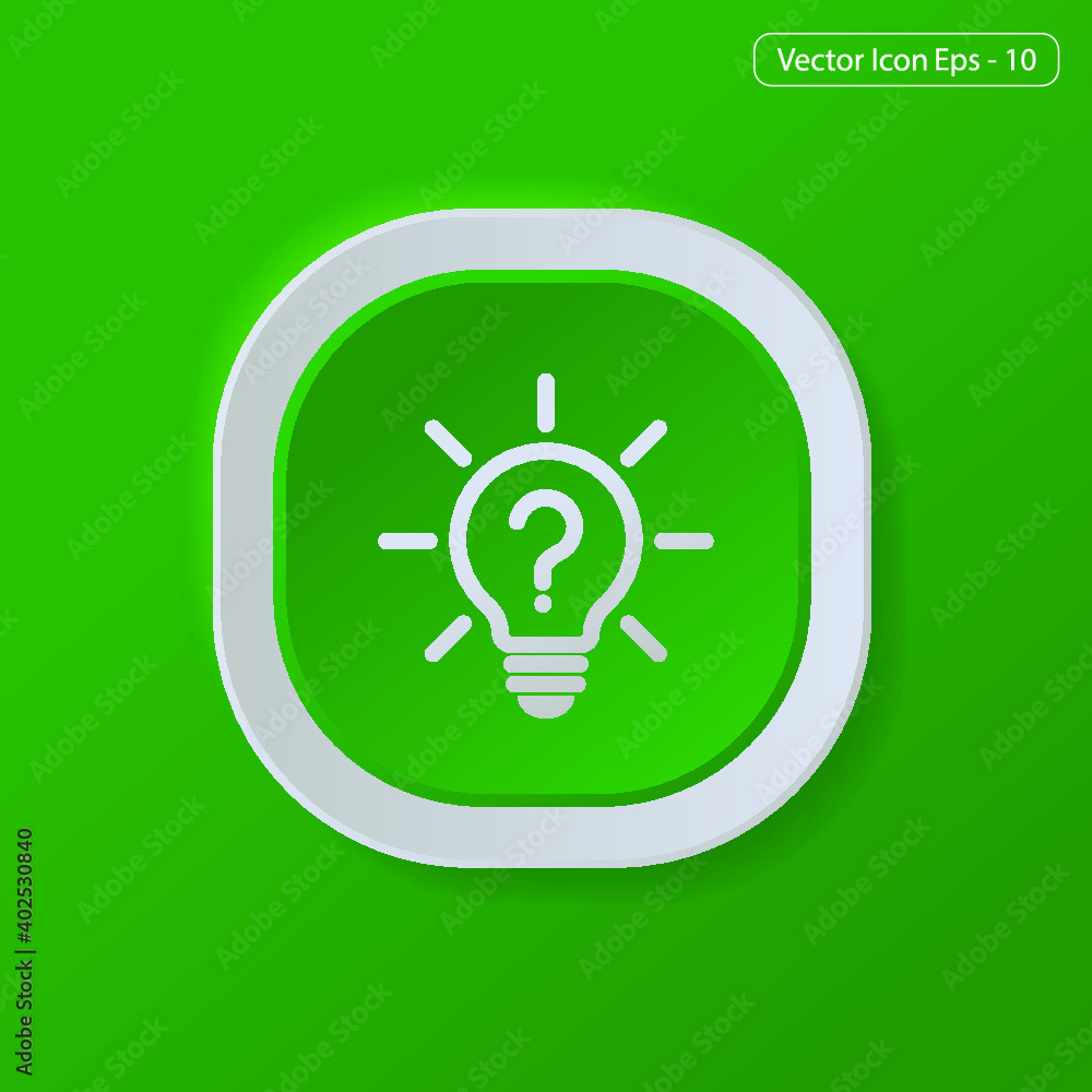 Poster problem solution icon on square green internet button original illustration. green background