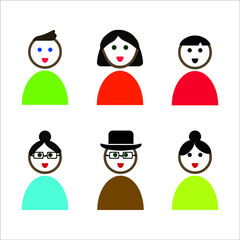 User icons set ,young and old people illustration