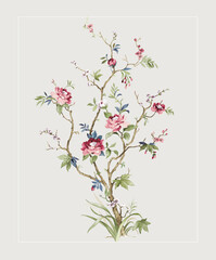 Panele Szklane  Flowers watercolor illustration.Manual composition.Big Set watercolor elements，Design for textile, wallpapers，Element for design,Greeting card