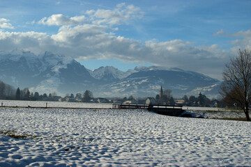 Winterlandschaft in Ruggell in Liechtenstein 17.12.2020