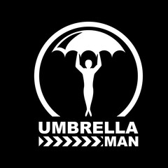 Umbrella Man Logo Design Vector