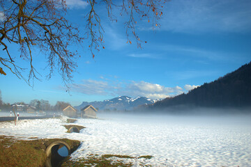 Winterlandschaft in Ruggell in Liechtenstein 17.12.2020