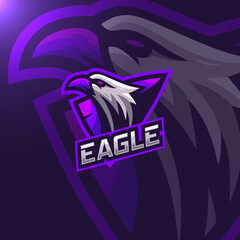 Eagle purple esport gaming logo template © amrikhsn