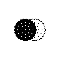 Cookie icon, baking menu design. Vector black and white illustration.