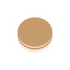 Biscuit icon, double biscuit with cream filling, baking menu design. Vector illustration.