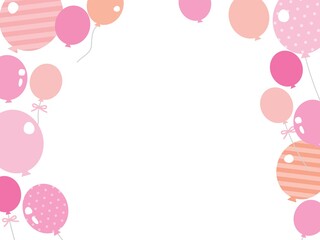 ピンクの風船のフレームイラスト