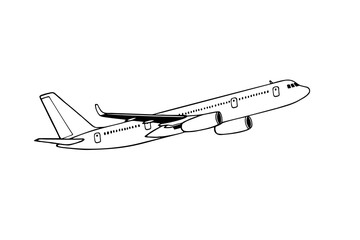 Jetliner hand drawn realistic doodle sketch tracing vector llustration. Airline Concept Travel Passenger plane. Jet commercial airplane. - 402536084