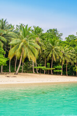 Albaguen Island (also known as Maxima and Albguan island) in Port Barton Bay with paradise white sand beaches - Tropical travel destination in Palawan, Philippines