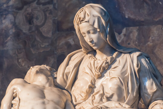 Detail of Michelangelo´s masterpiece statue called Pietà