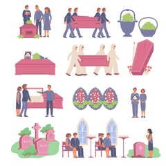 Funeral Flat Icons Collection