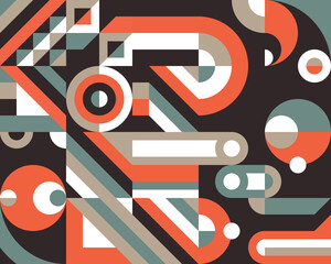 Geometric background design. Abstract artwork pattern. Geometrical figures. Composition Graphic print poster. Business presentation cover banner. Collage futuristic ornament. Vector illustration.  