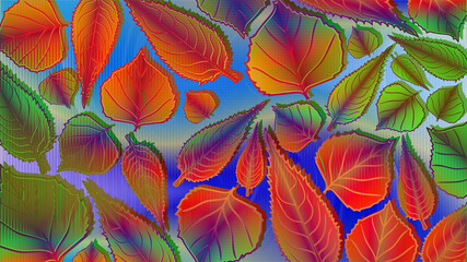 Fototapeta na wymiar Bright summer abstract background. Different leaves texture with shadows. Clipping mask. EPS10