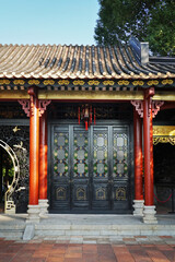           China temple  - fragment of decor, a sample of Lingnan architectural style     