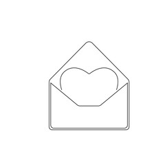 envelope email postcard card letter xmas valentine christmas thin line outline vector icons, romantic heart