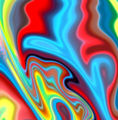 Red blue yellow green fluid abstract colorful background with lines