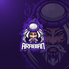 Arabian angry man esport logo template