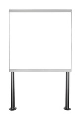 Billboard mock up isolated on white background. Template of an empty stand display, Indoor advertising banner placeholder and poster with clippling path.