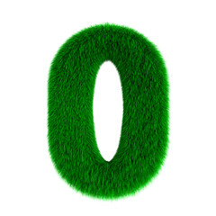 fluffy number zero on white background. Isolated 3D illustration