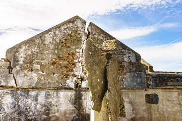 Ruined building, destroyed house