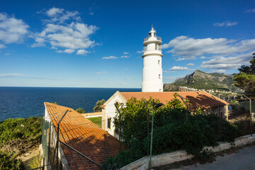 Punta Grossa Lighthouse . Puerto de Soller. Sierra de Tramuntana. Mallorca. Balearic islands. Spain.