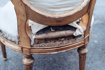 damaged antique baroque style chair ready for restoration
- 402543061