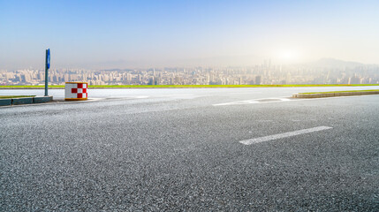Freeway and urban skyline