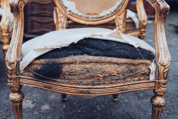 damaged antique baroque style chair ready for restoration
- 402543080