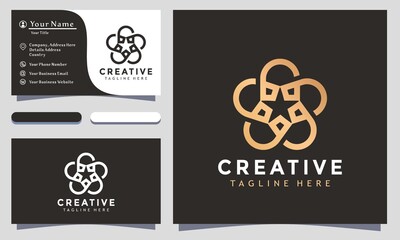 Gold Royal Star creative logo design vector illustration, minimalist elegant, modern company business card template