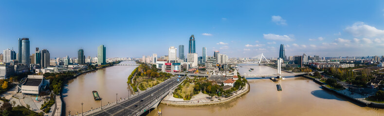 Fototapeta na wymiar Aerial view of Sanjiangkou in Ningbo