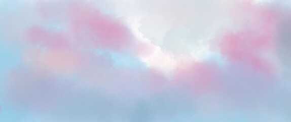 Watercolor background. Hand painted watercolor background with sky and clouds shape