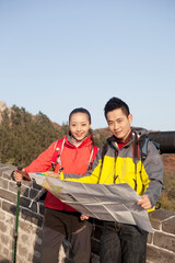 Young couples in the Great Wall tourism map 