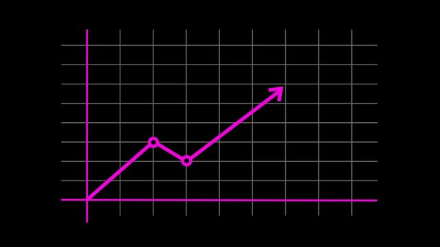 New Pink color simple financial business graph chart on black background