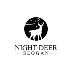 Fototapeta premium Deer antler buck night vector illustration