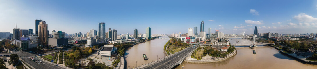 Obraz premium Aerial view of Sanjiangkou in Ningbo