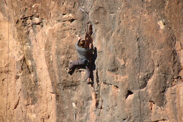 brave climber in mountain