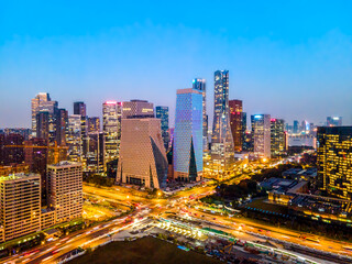 Fototapeta premium panoramic night view of Hangzhou, china