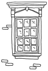 Vintage window in doodle style for cards, posters, banners, stickers